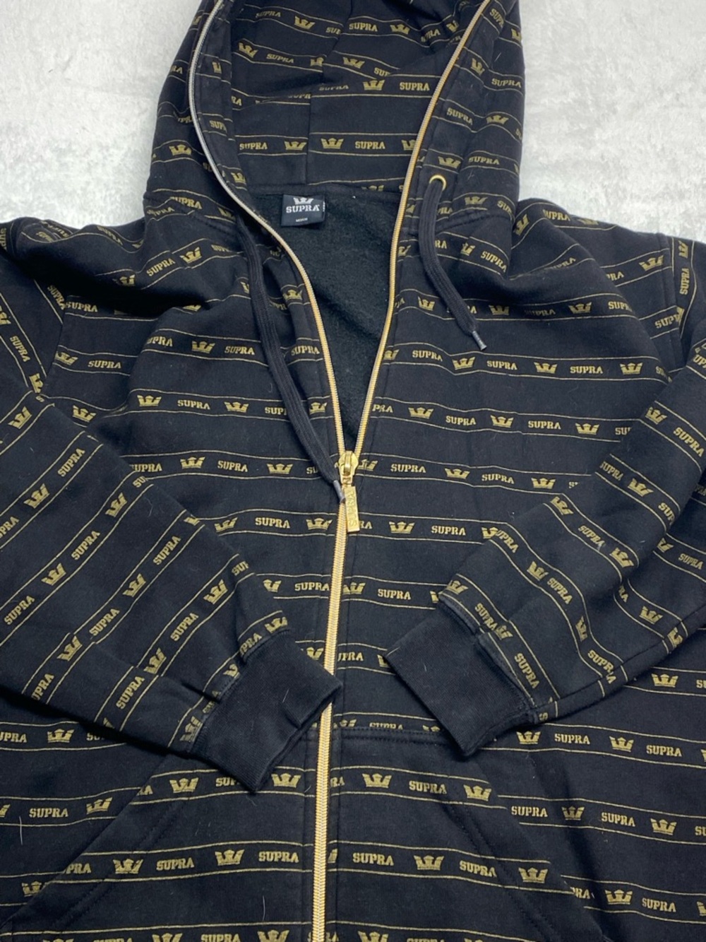Y2K Aop Supra Skateboarding Full Zip Hoodie Size Medium
